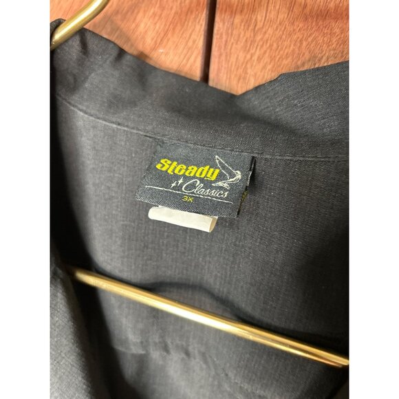 Steady Classics Mens 3X Black & Cream Bowling Shirt W/ Embroidered Star Design - Picture 4 of 11